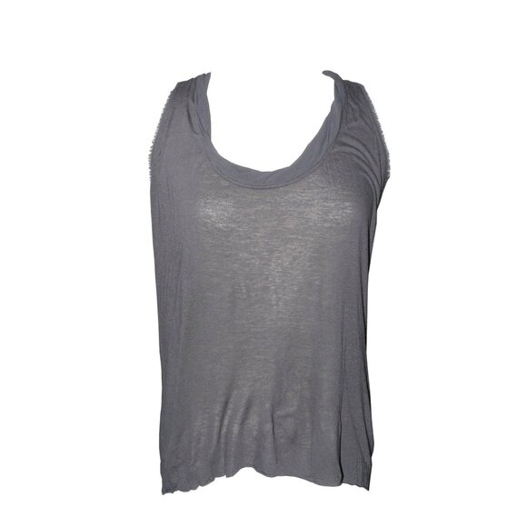 HELMUT LANG GREY SLUB KNIT SHEER TANK w/TWIST NECK SZ SMALL - Picture 1 of 6